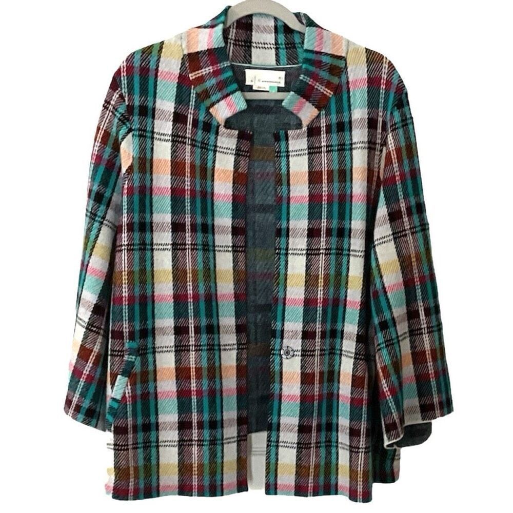 Anthropologie Plaid Jacket/Blazer with Bell Sleeves 2X  NWOT